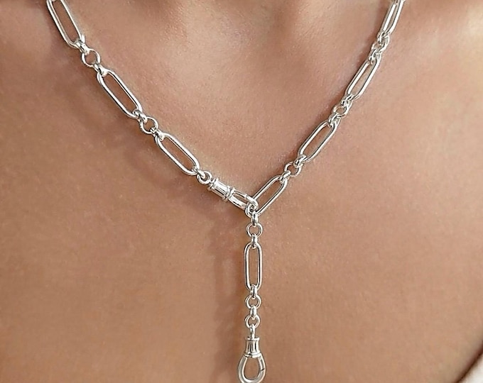 925 Silver Double Clasp Trombone Chain | solid sterling silver