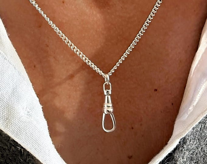 Sterling Silver Swivel Albert Clasp Necklace | curb chain 2.5mm