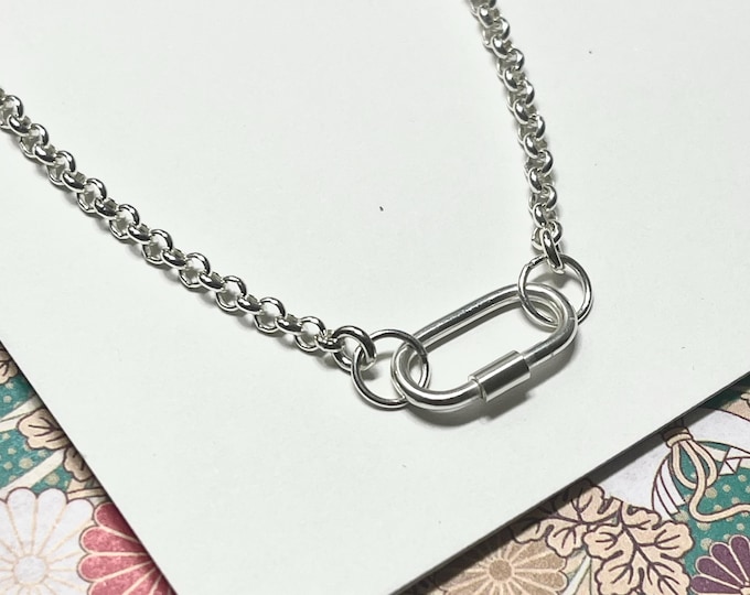 925 Silver Screw Carabiner Necklace | 2.5mm rolo chain | add your own charms | sterling silver