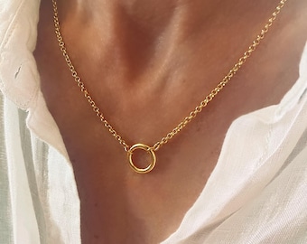 Gold Rolo Charm Clasp Necklace | 14k gold vermeil over sterling silver | 2.5mm chain width