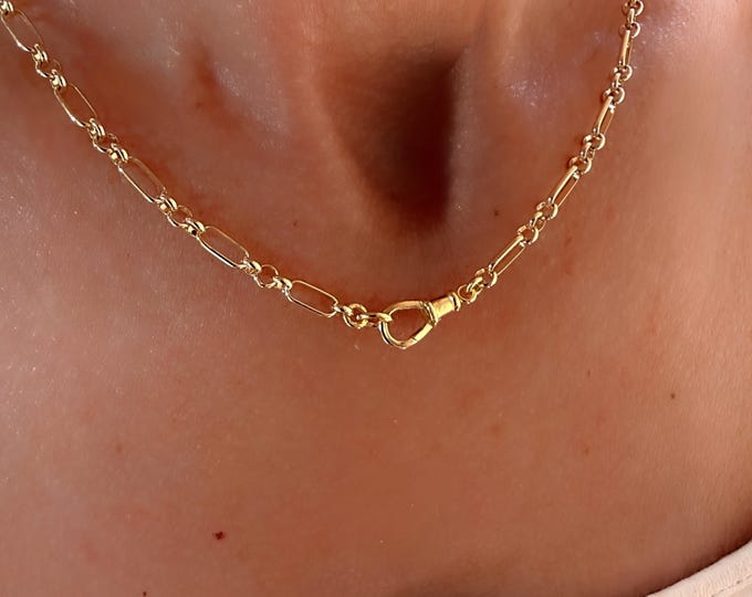 Gold Swivel Clasp Trombone Chain | optional extension | 14k Premium Plate