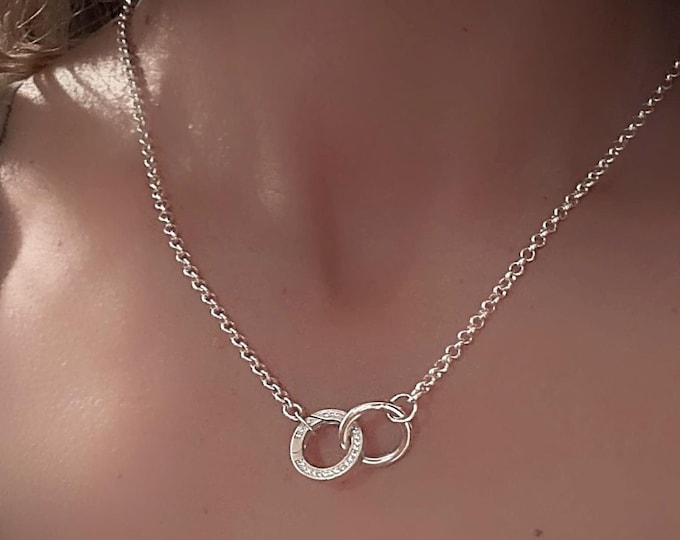 Sterling Silver Double Circle Necklace | Rolo Chain