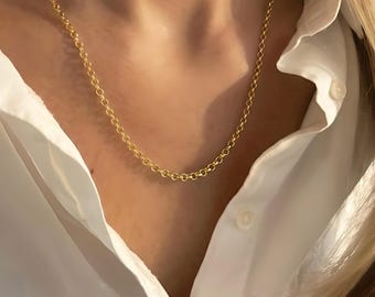 Minimalist Gold Rolo Chain | 14k Gold Heavy-Plate | 3mm wide