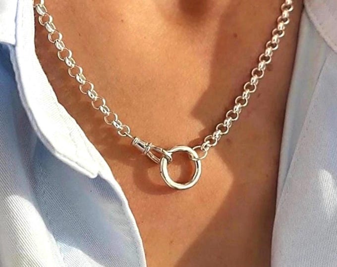 Sterling Silver Rolo Necklace | Double Clasp Chain
