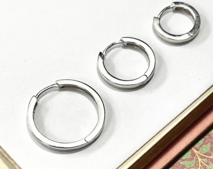 Sterling Silver Huggie Hoops | hoop earring dangles | minimalist hoops .