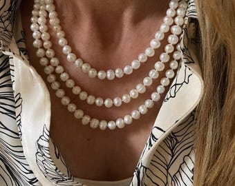 Genuine Pearls Necklace | 925 silver extender chain | gift for her