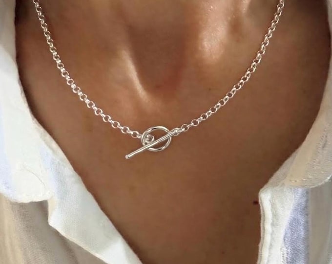 925 Silver Toggle Chain Necklace • 3mm rolo
