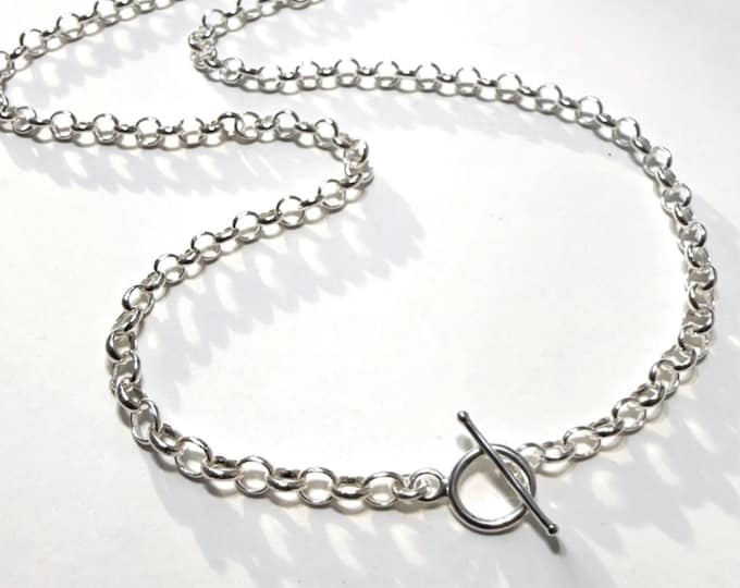Rolo Toggle Necklace | 925 Silver Premium-Plate | 4mm lightweight chain