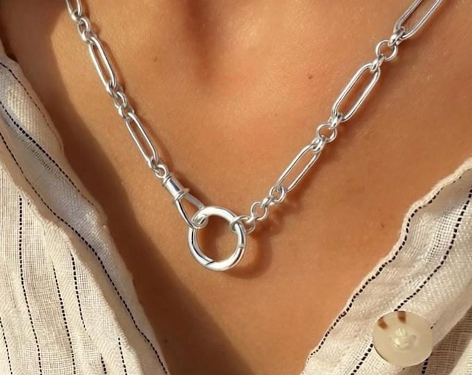 Sterling Silver Double Clasp Trombone Chain | adjustable length