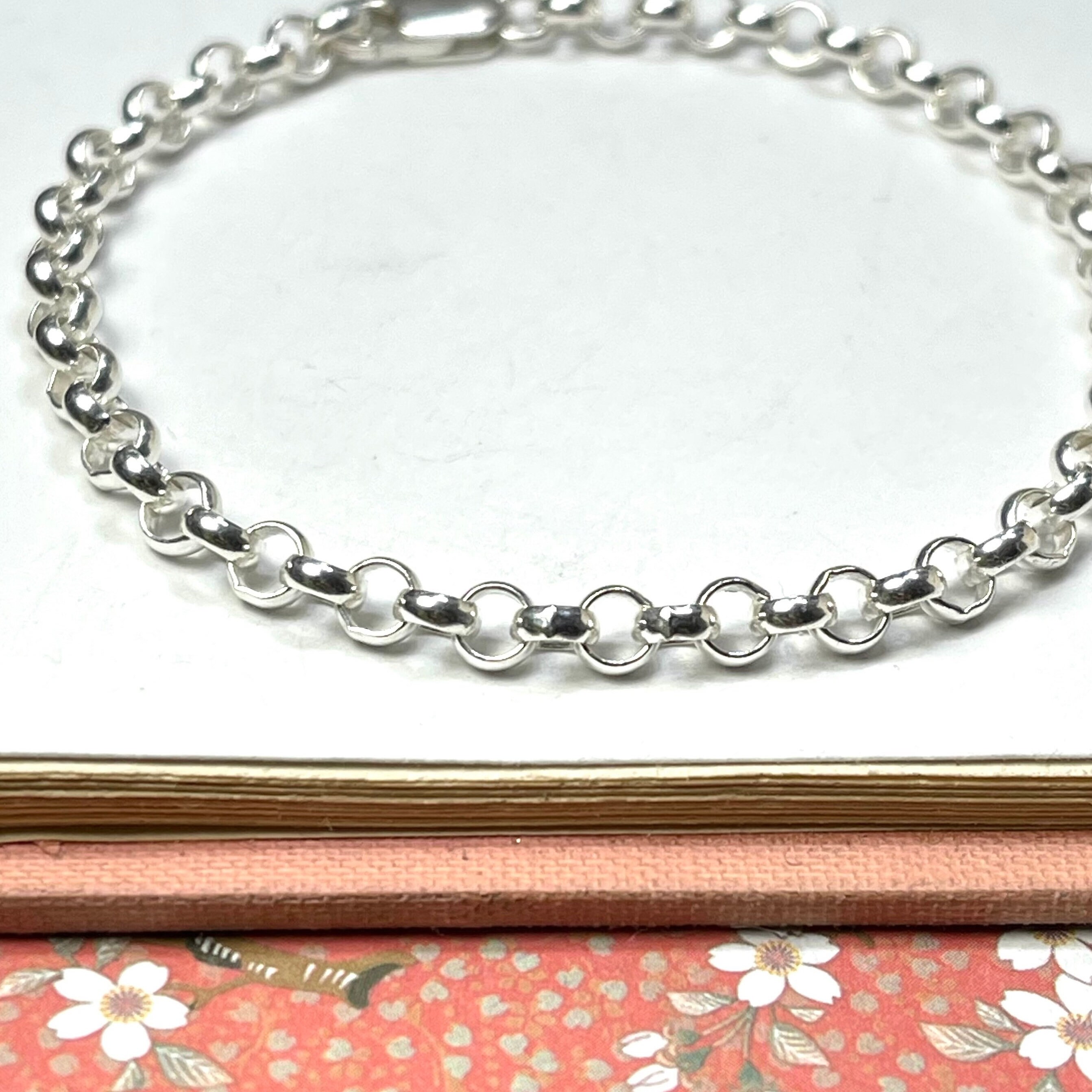 Silver Rolo Chain Bracelet Belcher chain 925 sterling silver 4mm width Etsy