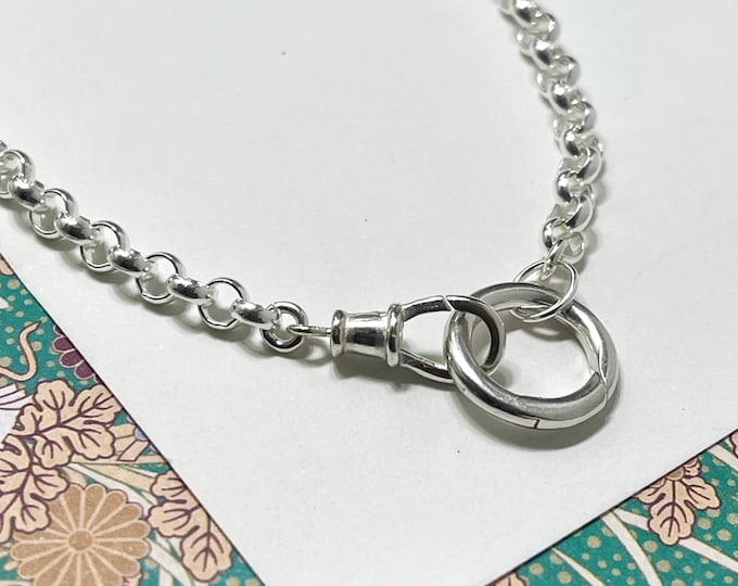 925 Silver Swivel + Charm Clasp Chain | rolo chain 4mm wide | solid sterling silver