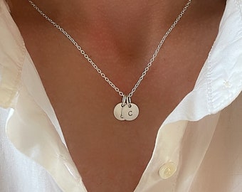 Personalized Initial Necklace | custom stamped letter charms | 925 sterling silver | gift for her