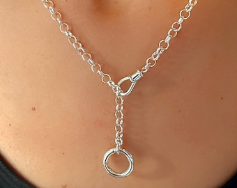 Double Clasp 4mm Rolo Chain Necklace | Premium Silver Plate