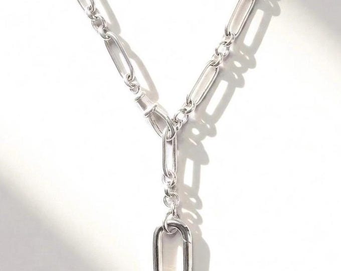 Sterling Silver Trombone Chain | carabiner + swivel clasp