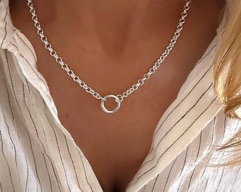 925 Silver Rolo Chain Necklace | add a charm | 4mm wide