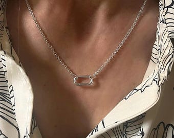 925 Silver Carabiner Clasp Necklace | 2.5mm rolo chain | add your own charms | 925 sterling silver