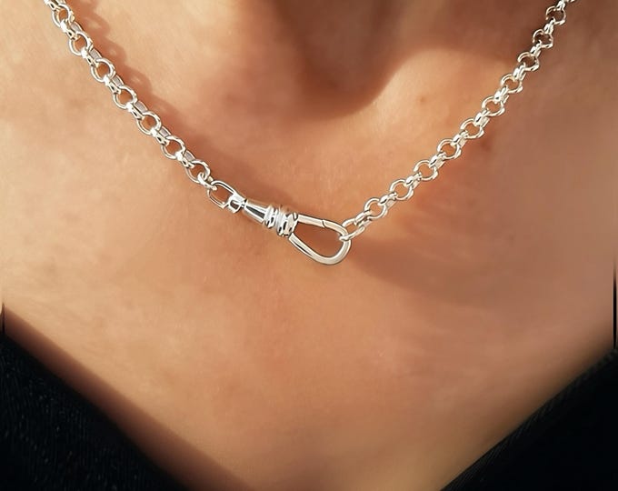 Sterling Silver Swivel Clasp Rolo Chain | optional t-bar drop