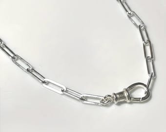 Silver Paperclip Necklace | swivel clasp | solid sterling or silver heavy-plate