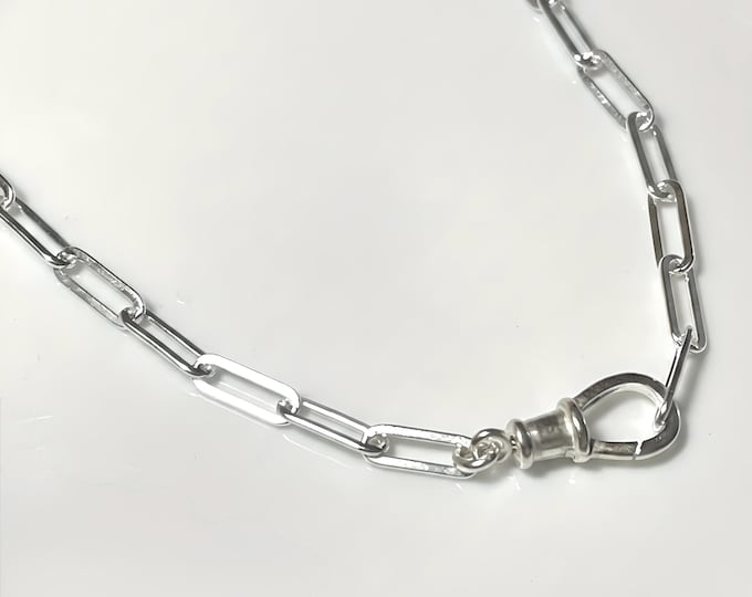 Silver Paperclip Necklace | swivel clasp | solid sterling or sterling heavy-plate