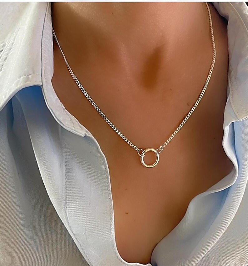 Collar con colgante de plata de ley / Cadena tipo curb de 2,2 mm imagen 6