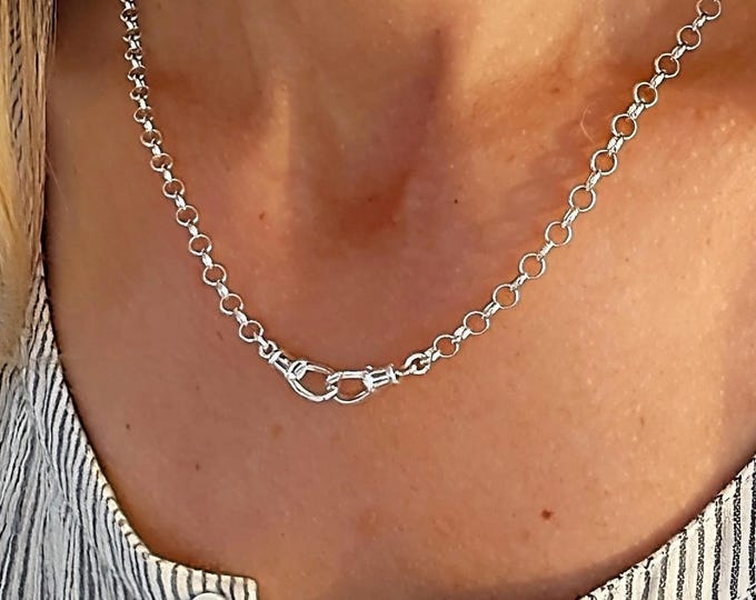 Swivel Clasp 4mm Rolo Chain | silver premium plate