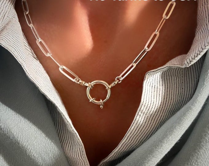 925 Sterling Silver Paperclip Mariner Clasp Necklace | 4 Width Options | NO TARIFFS for USA customers