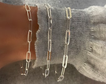 Sterling Silver Paperclip Bracelet | 3 chain width options
