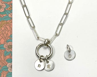 Silver Initials Chain Necklace | charm clasp | 925 sterling silver