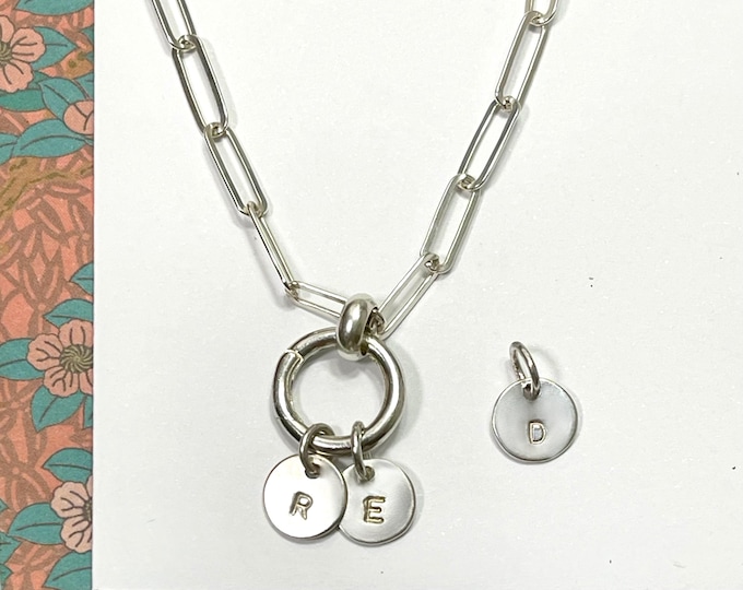 Silver Initials Chain Necklace | charm clasp | 925 sterling silver