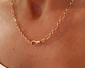 Gold Swivel Clasp Trombone Chain | optional extension | 14k Premium Plate