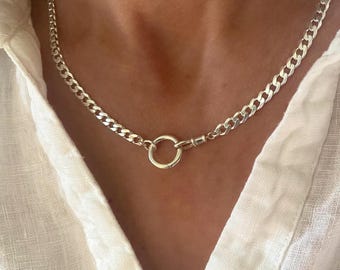 Sterling Silver Curb Chain | double clasp |  4.5mm wide