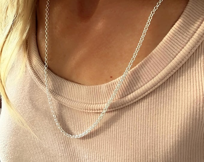 Silver Rolo Chain Necklace | 2 metal options | 3mm width