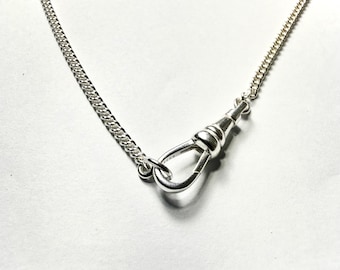 Sterling Silver Watch Clasp Necklace | curb chain 2.5mm