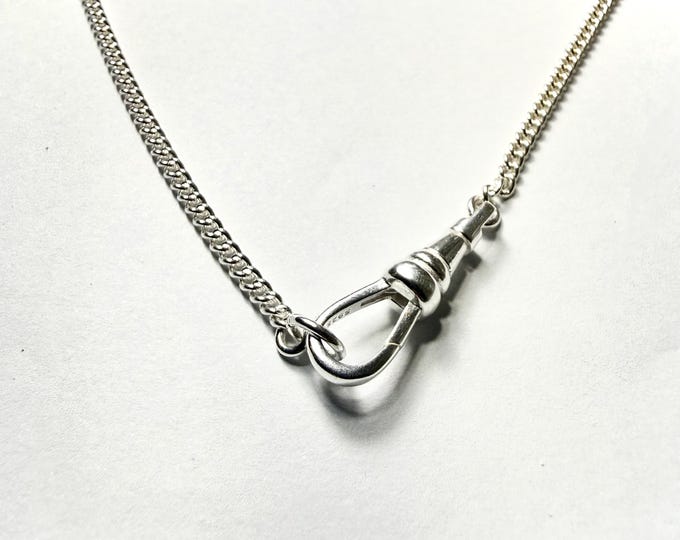 Sterling Silver Watch Clasp Necklace | curb chain 2.5mm