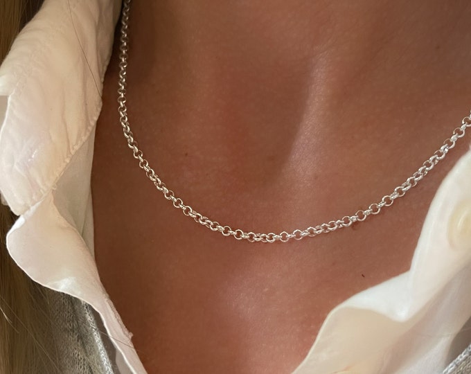 Silver Rolo Chain Necklace | 3.5mm wide | solid 925 sterling silver