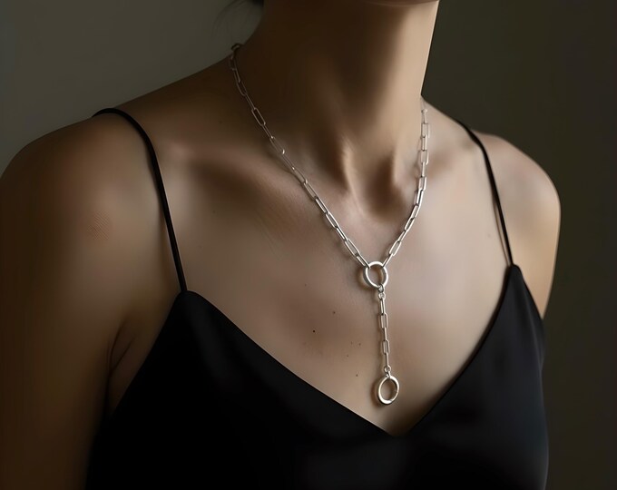 Sterling Silver Double Charm Clasp Necklace | Removable Extension | 3.5mm paperclip chain