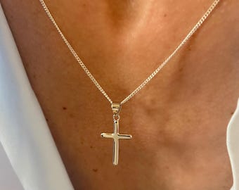 925s Cross Necklace | curb chain 1.5mm | gift for her or him