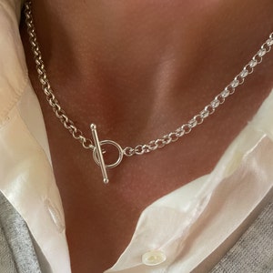 Sterling Silver Rolo Chain Necklace | Toggle Clasp | 4mm Belcher Chain