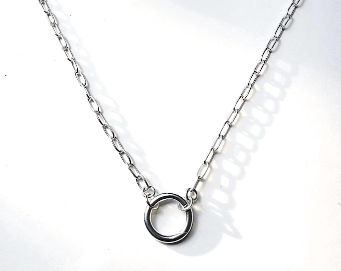 Sterling Silver Charm Necklace | dainty paperclip chain, 2.5mm