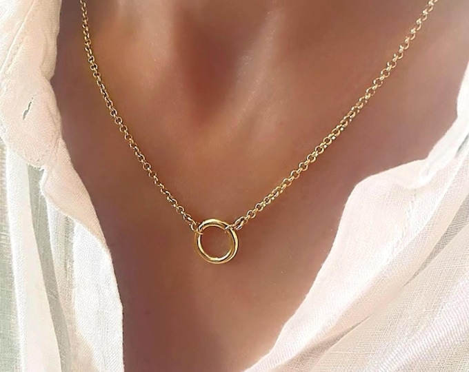 Gold Rolo Charm Clasp Necklace | 14k gold vermeil over sterling silver | 2.5mm chain width