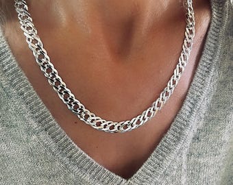 Sterling Silver Curb Chain Necklace | 9mm wide