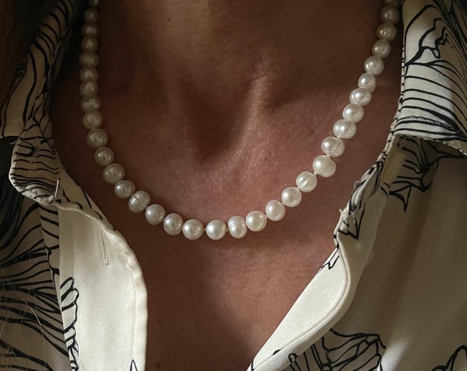 Classic Hand-knotted Pearl Necklace | adjustable length | gift for her