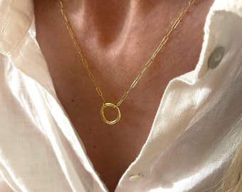 14k Gold Filled Paperclip Chain Necklace | Charm Clasp, Add-a-Charm