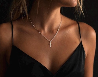 Silver Paperclip Cross Necklace | solid 925 Sterling silver