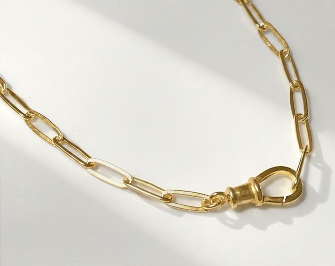 Gold Paperclip Necklace | swivel clasp | 14k premium gold plate | lightweight chain