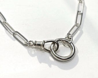 925S Swivel + Charm Clasp Necklace | 3.5mm Paperclip Chain