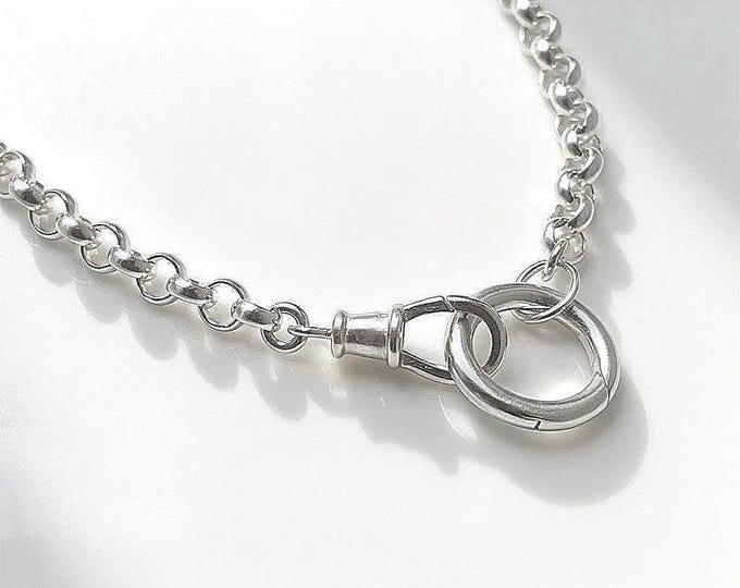 925 Silver Rolo Necklace | Double Clasp Chain, 4mm Wide