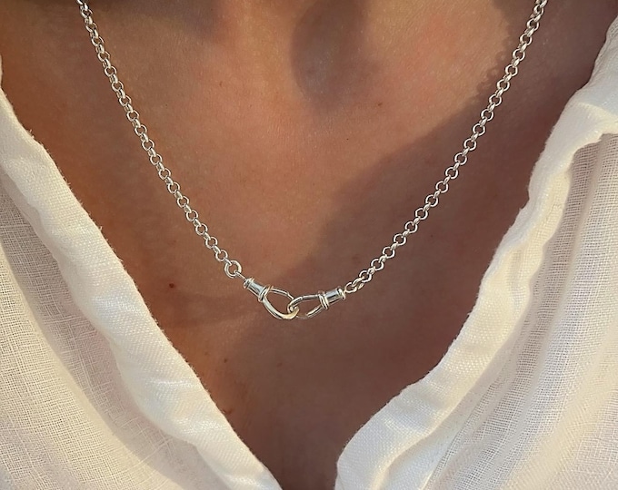 Sterling Silver Rolo Chain Necklace | Double Swivel Albert Clasps | 3mm chain