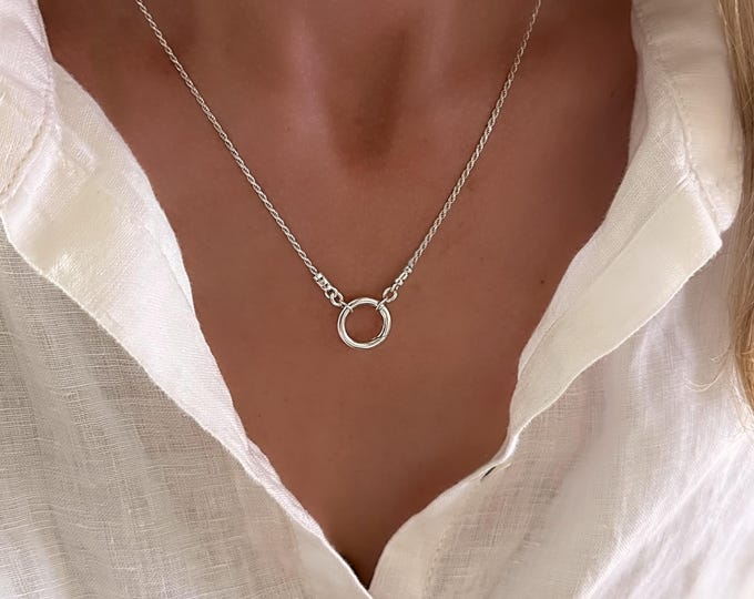 Sterling Silver Rope Chain Necklace | charm clasp | dainty jewelry for her
