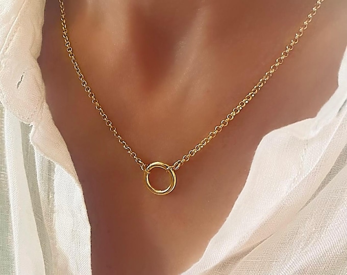 Gold Rolo Charm Clasp Necklace | 14k gold vermeil over sterling silver | 2.5mm chain width